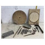 Chisels, Cider Press Parts, Industrial Shade, etc