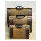 3 Piece Bamboo & Brass decor Luggage
