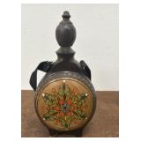 Vtg hand-craved & painted folk art wood canteen