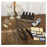 End of consignment goodies- frosted glasses, pipe