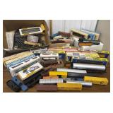 Trains, tracks- large group, some w/ boxes *not
