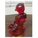 Red amberina girl / geese glow glass