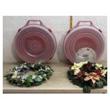 2 Holiday Wreaths w/ Storage Containers