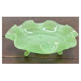 vintage Jadeite Green ruffled footed bowl