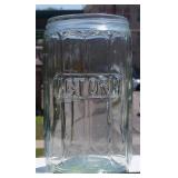Antique Embossed VICTORIA Glass Hoosier Jar 7"