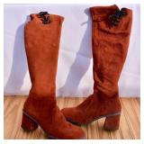 MCM Orange Suede Boots, size 8