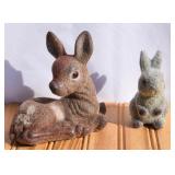 Vintage Flocked Fawn & Bunny