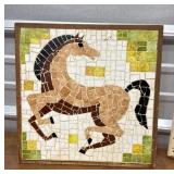 MCM mosaic tile art Horse - pencil sgd on back