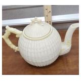 Belleek teapot - hairline crows foot in the bottom