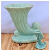 1940'sMcCoy Aqua Cornucopia Mini & Large Vases