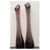 2 Vintage Purple Amethyst Swung Stretch Glass
