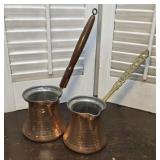 2 hammered copper Turkish coffee pots