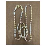 .926 Silver Signed  Tri Tone Necklace