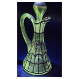 Victorian silver overlay vinegar cruet - green