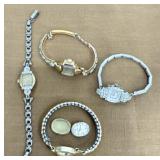 3 GF watches and 1 Sterling signed watch band