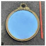 Vintage Round Baroque Style Gilt Wall Mirror