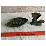 Cast Iron Dayton Scale & Sad Iron Trivet