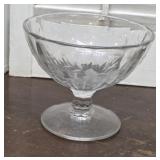 Etched Compote candy dish - Glows green under UV