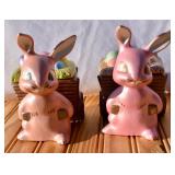 Pair of Holland Mold Pottery Rabbits with Lidded