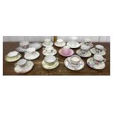 Assorted teacups & saucers