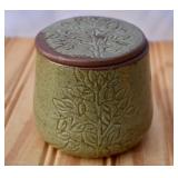 Olive Green Cambodian Ceramic Butter Crock