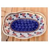 Scalloped Rim Polish Pottery Oval Platter
