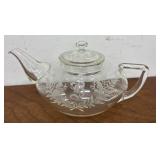 Pyrex pretty little teapot, clear glass etched