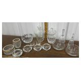 Glass, crystal- jars, bells, shot glasses, candle