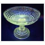 Etched Compote candy dish - glows green under UV
