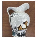 Italy Pottery Wall pocket - pitcher - winter scene
