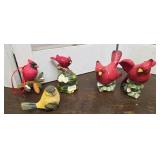 Birds - cardinal trinket box, salt and peppers,