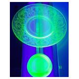 Uranium 6' Depression Glass Saucer & Furniture