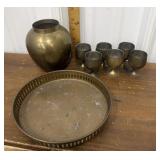 Brass - jar, goblets, tray