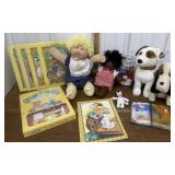 Cabbage Patch doll, books, stamp set, stuffed
