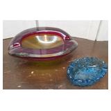 2 ashtrays - huge Murano (has Chip on very