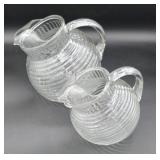 2 Manhattan depression Glass Slant Pitcher's