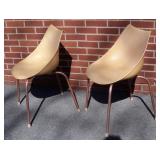 2 Mid Century Modern SNYDER Scoop Shell Plastic