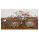 3 large Pyrex measuring cups