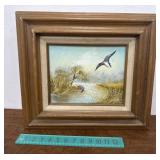 signed Y. Mallon mallard duck on creek painting