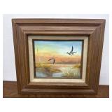 Signed Y. Mallon mallard ducks painting