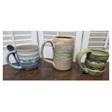 3 Large Studio Pottery Mugs