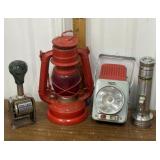 Flashlights, oil lamp, stamper