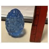 Gold Crown Blue Hand Cut Lead Crystal Paperweight