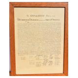 Framed Copy of Declaration of Independence