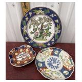 Phoenix bird plate, and Imari plates *has chip