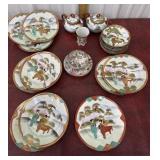 Japan hand painted plates, cream and sugar, cup