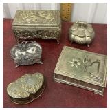 5 Metal Trinket Boxes