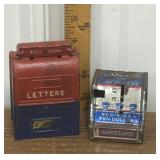 Cast iron mailbox bank & tin bank