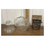 3- Glass piggy bank, Liberty Bell, wishing well