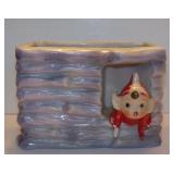 1950's Pixie Elf in Logs Planter 4' wide 2 3/4'